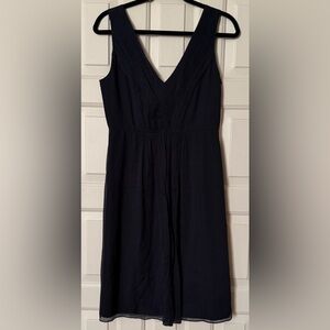 Vintage JCrew Navy V-Neck Silk Dress